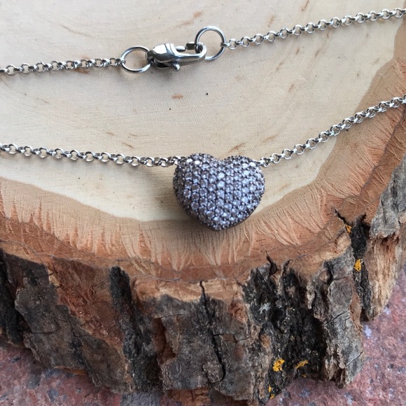 Valentine gift cz heart stainless steel necklace - Picture 3 of 8